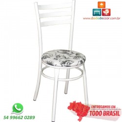 Cadeira de restaurante DO 424 branca assento floral branco